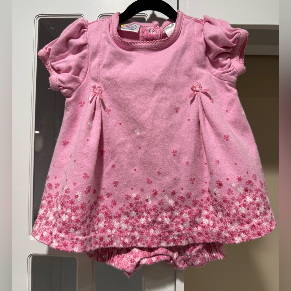 Charming Pink Baby Dress with Floral Accents